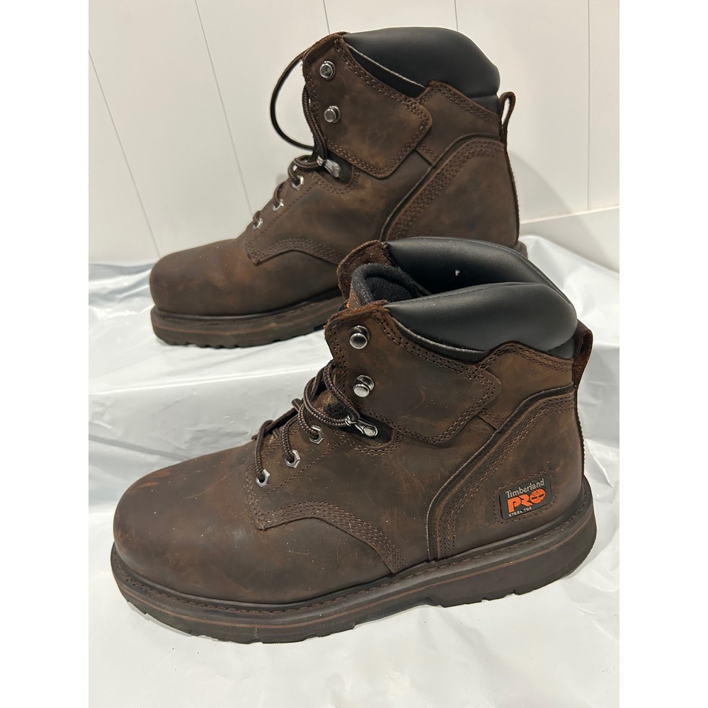 Timberland PRO Pit Boss 6 Inch Steel Toe Work Boots Brown Leather Mens 10.5W